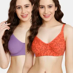 Rosaline by Zivame Purple & Orange Printed Half Coverage Non-Padded T-Shirt Bra - Pack of 2-picture-34