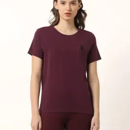 U.S. Polo Assn. Wine Cotton Solid Short Sleeves T-Shirt-image-4