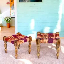 Ikiriya Riaza Multicolor Sheesham Wood Vintage Stools-image-15