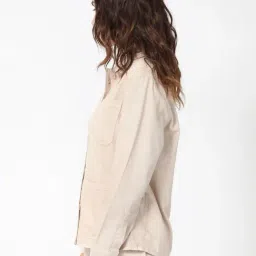 RAREISM Beige Tencel Solid Casual Jacket image 3