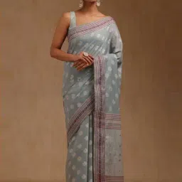 Soch Powder Blue Woven Design Saree With Unstitched Blouse-image-13