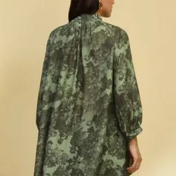 Biba Green Printed A Line Short Kurti image 2