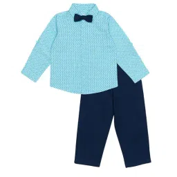 H by Hamleys Kids Blue Printed Full Sleeves Shirt, Pants with Bow-image-83