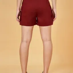 YU by Pantaloons Maroon Mid Rise Shorts image 2