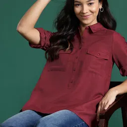 DressBerry Roll-Up Sleeves Shirt Style Top-picture-34