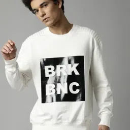 Breakbounce White Cotton Relaxed Fit Printed Sweatshirt-image-96