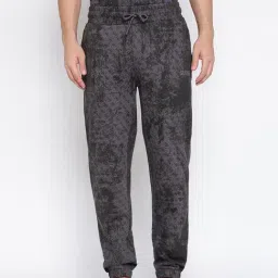 Guess Gotam Organic Cotton French Terry Purple Abstract Mid Rise Regular Fit Cuffed Pants-picture-17