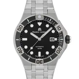 MAURICE LACROIX Men Black Dial & Silver Toned Stainless Steel Straps Watch image 2