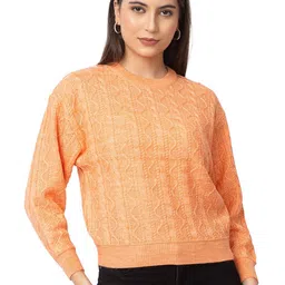 Dadu Dayal Women Self Design Cable Knit Round Neck Woollen Pullover-picture-10