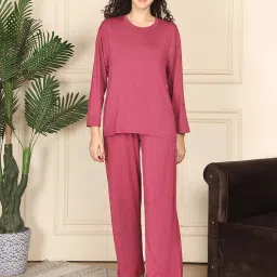 Kanvin Women Pink Polka Dots Full Sleeves Night Suit-image-35