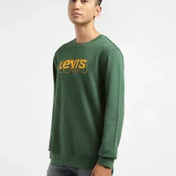 levi's Men's Brand Logo Green Crew Neck Sweatshirt image 4