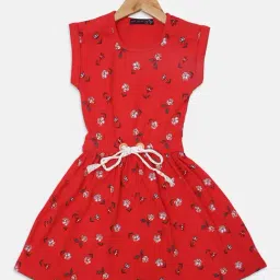 NINS MODA Kids Red Floral Print Dress-image-24