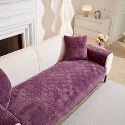 HOMETHREADS Purple & Purple Printed Sofa Cover image 4