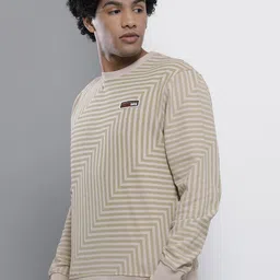 The Indian Garage Co Men Beige Striped Sweatshirt image 3