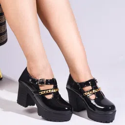 tryme Block Heel Boots Classic Design Alluring Marry Jane Shoes for Womens & Girls image 3