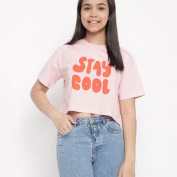Lil Tomatoes Half Sleeves Stay Cool Text Printed Top - Pink-picture-11