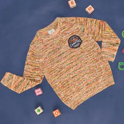 Pantaloons Junior Full Sleeves Self Designed Pullover - Orange-image-65