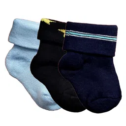 NEXT2SKIN Pack Of 3 Striped & Solid Soft Cotton Socks - Blue & Black-picture-15