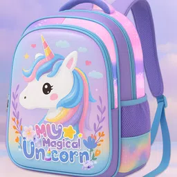 SYGA Kids Backpack Fairy Tale Colorful Unicorn with Waterproof School Bag for 3 to 6 Years School Students (Purple) - Height 14 Inch-image-54