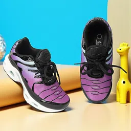 TRUFFLE COLLECTION Mesh Detailed Lace Up Closure Ombre Sneakers - Purple & Black-picture-40