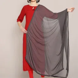 Dupatta Bazaar Solid Chiffon Dupatta With Taping Border-image-59