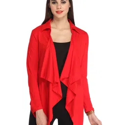 BAESD Women Solid Cotton Asymmetric Hem Shirt Collar Regular Shrug-picture-47