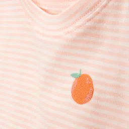 Carter's Knit Half Sleeves Shorts Night Suits With Orange Print Pack of 2 - Peach image 3