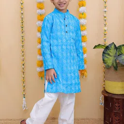 UNBIND Boys Regular Pure Cotton Kurta with Churidar image 4