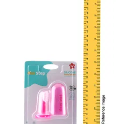 1st Step Silicone Finger Brush With Drying Rack - Pink image 3