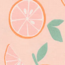 Carter's Knit Half Sleeves Shorts Night Suits With Orange Print Pack of 2 - Peach image 4