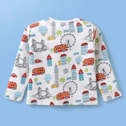 Babyoye 100% Cotton Knit With Eco Jiva Finish Full Sleeves Printed Co-Ord Night Suit - White image 3