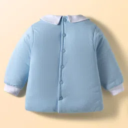 Babyhug Knit Full Sleeves Winter Wear T-Shirt & Lounge Pant Set With Cap Stripes & Car Print - Light Blue image 3