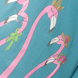 Tango Single Jersey Knit Full Sleeves T-Shirt with Bird Print - Turquoise image 3