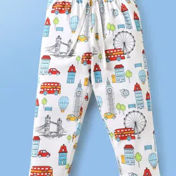 Babyoye 100% Cotton Knit With Eco Jiva Finish Full Sleeves Printed Co-Ord Night Suit - White image 4