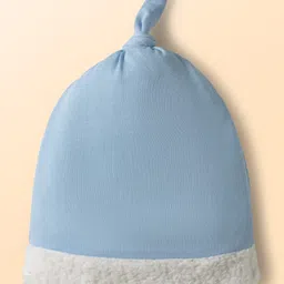 Babyhug Knit Full Sleeves Winter Wear T-Shirt & Lounge Pant Set With Cap Stripes & Car Print - Light Blue image 4