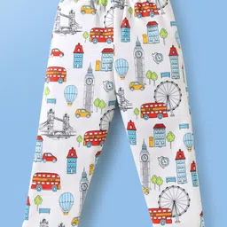 Babyoye 100% Cotton Knit With Eco Jiva Finish Full Sleeves Printed Co-Ord Night Suit - White image 5