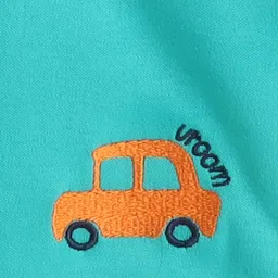 BUMZEE Cotton Knit Full Sleeves Car Printed & Embroidered Hooded Reversible Jacket - Green & White image 5