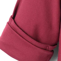 UCB Cotton Knit Full Sleeves Solid Shirt - Dark Red image 5