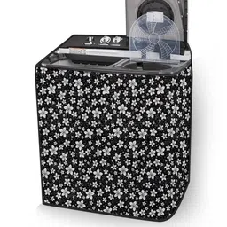 The Furnishing Tree Washing Machine Cover Floral Pattern Black Compatible for Whirlpool 6.5Kg Semi- image 2