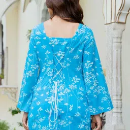 SHREELATA Floral Print Flared Sleeve Cotton Top image 4