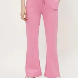 MADAME Pink Cotton Graphic Print Mid Rise Trackpants-picture-33
