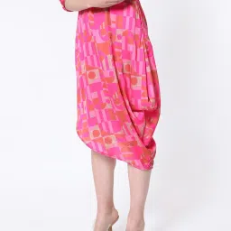 RAREISM Pink Polyester Printed Three-Quarter Sleeves Dress image 5