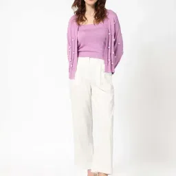 RAREISM Purple Viscose Embellished Long Sleeves Sweater image 5