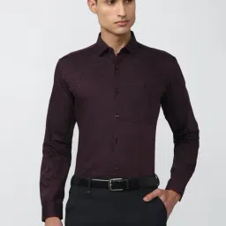 V Dot Maroon Cotton Slim Fit Printed Shirt-image-11