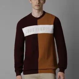 Louis Philippe Brown Cotton Regular Fit Printed Sweater-picture-28