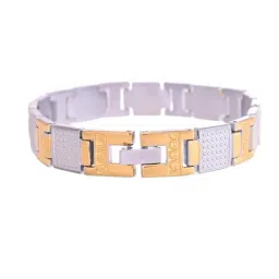 VOJ Dual Toned Textured Bracelets for Men image 5
