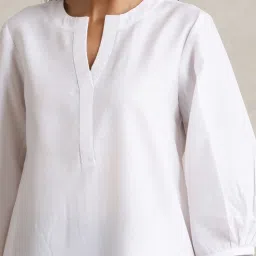 true browns TrueBrowns White Solid Round Neck Kurta image 5