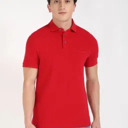 Tommy Hilfiger Medium Red Cotton Regular Fit Polo T-Shirt-image-55