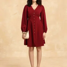 KAZO Maroon Casual Dress image 5