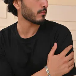 VOJ Dual Toned Textured Bracelets for Men image 2